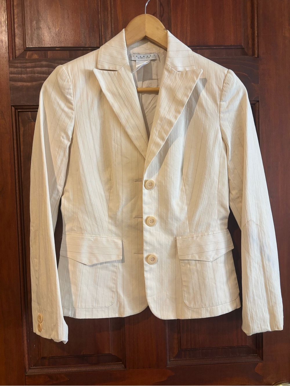 Laundry By Shelli Segal Cream Pinstripe Blazer